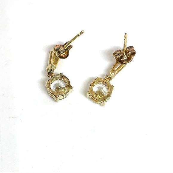 VINTAGE⚜️14K STERLING SILVER Cubic Zirconia Dangly Earrings - Picture 8 of 11